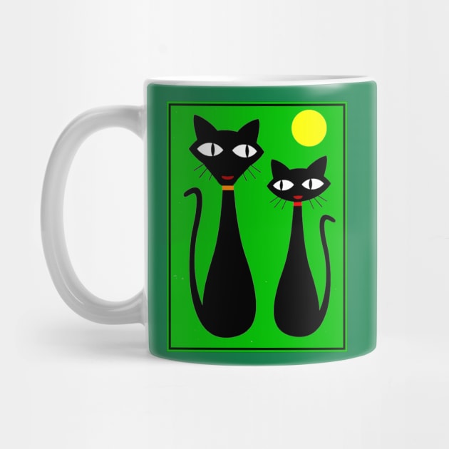 Cat Couple Abstract Whimsical Surreal Print by posterbobs